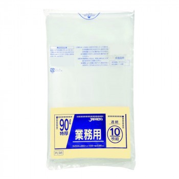 ジャパックス 重量物対応ポリ袋90L 透明 10枚×10冊 PL98【送料無料】（同梱・代引不可）