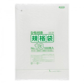 ジャパックス LD規格袋 厚み0.030mm No.13 ひも付き 透明 100枚×10冊×3箱 LK13 |b03