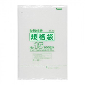 ジャパックス LD規格袋 厚み0.030mm No.15 ひも付き 透明 100枚×10冊×2箱 LK15 |b03