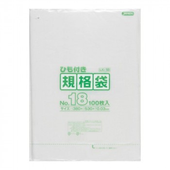 ジャパックス LD規格袋 厚み0.030mm No.18 ひも付き 透明 100枚×5冊×3箱 LK18 |b03