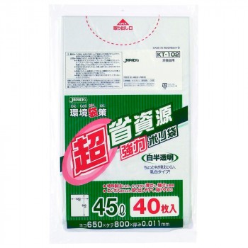 ジャパックス 環境袋策省資源ポリ袋45L 白半透明 40枚×30冊 KT102 |b03