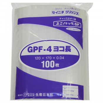 セイニチ チャック付ポリエチレン袋 ユニパック GP0.04タイプ GP F-4 ヨコ長 100枚【送料無料】（同梱不可）