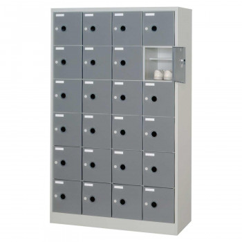 シューズロッカー　4列6段中棚付扉(ダークグレー)付・錠なしタイプ　ニューグレー COM-SC-24WP【送料無料】（同梱・代引不可）の通販は