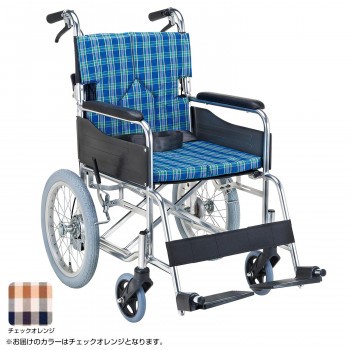 スタンダードモジュール 車いす 介助式 背折れ チェックオレンジ SMK30