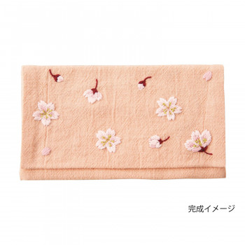 フランス刺しゅうキット 花言葉のたしなみポーチ さくら 9086 花言葉が彩る手芸の時間