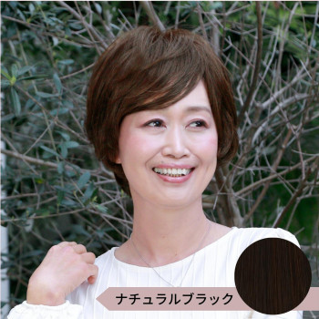 送料無料  プリシラ プレミアム白髪かくしウィッグ ナチュラルショートタイプ ナチュラルブラック ST-009-2N  広範囲をカバーできるナチュラルなぱっつん前髪タイプ