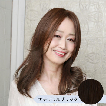 送料無料  プリシラ プレミアム白髪かくしウィッグ ワンレンロングタイプ ナチュラルブラック ST-011-2N  うぶ毛がナチュラル!落ち着いた印象のワンレンロングタイプ。