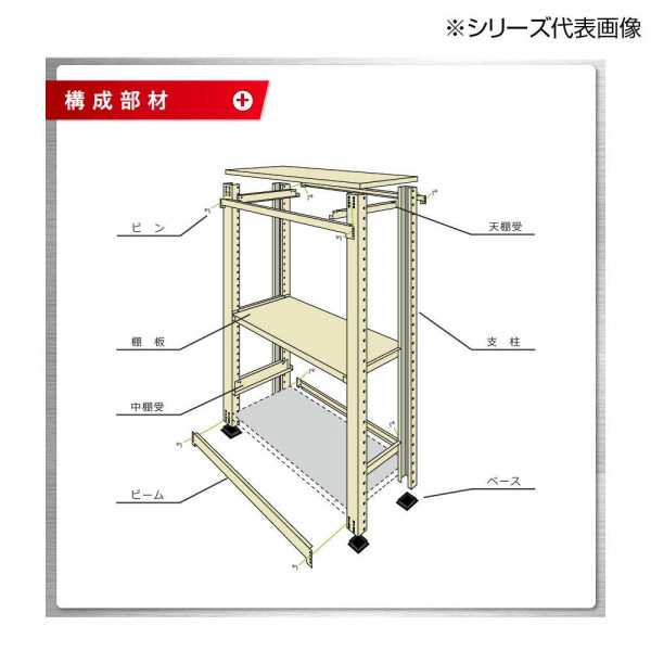 中量ラック 耐荷重300kgタイプ 単体 間口900×奥行450×高さ1200mm 4段