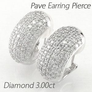 ダイヤモンド イヤリング レディース クリップ ゴールド 18k ピアス パヴェ 3.00ct 18金 K18の通販は