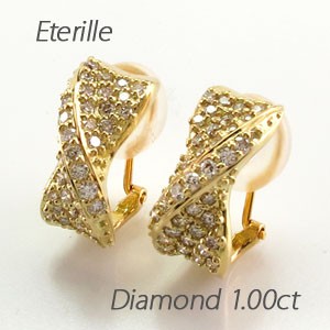 ダイヤモンド イヤリング レディース クリップ ゴールド 18k パヴェ ゴージャスツイスト ヒネリ 18金の通販は