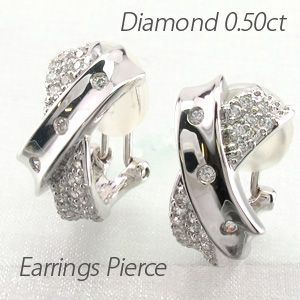 ダイヤモンド イヤリング レディース クリップ ピアス プラチナ 900 パヴェ クロスの通販は