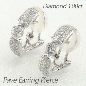 ダイヤモンド イヤリング レディース クリップ ゴールド 18k ピアス パヴェ 一粒 1粒 ヒト粒 18金の通販は
