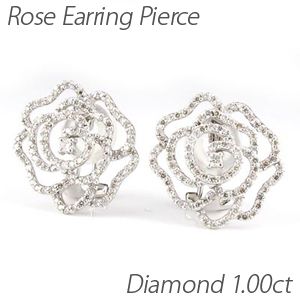 ダイヤモンド イヤリング レディース クリップ ゴールド 18k ピアス ローズ 薔薇 バラ フラワーの通販は