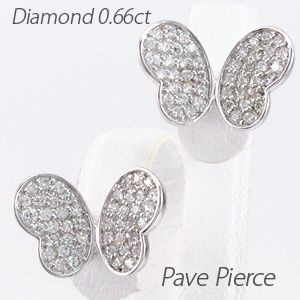 ピアス ゴールド 18k ダイヤモンド パヴェ バタフライ 蝶々 蝶 パピヨン18金 K18の通販は
