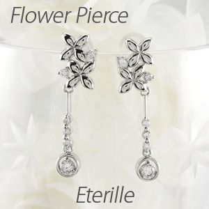 ダイヤモンド ピアス ゴールド 18k フラワー 花 サークル 揺レル 18金 K18の通販は