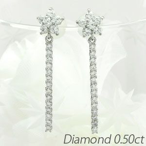 ダイヤモンド ピアス ゴールド 18k スター 星 揺レル ロング ストレート 18金 K18の通販は 71,300円