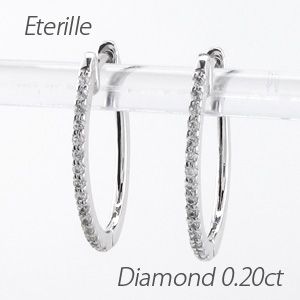 ダイヤモンド ピアス フープ ゴールド 18k 中折レ エタニティ オーバル スレンダーの通販は