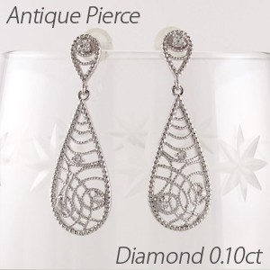ピアス ゴールド 18k ダイヤモンド アンティーク 透カシ 揺レル 18金の通販は 45,240円