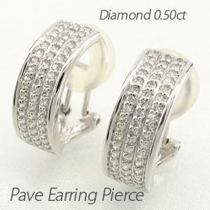 ダイヤモンド イヤリング レディース クリップ ゴールド 18k ピアス パヴェ スクエア 18金 K18の通販は