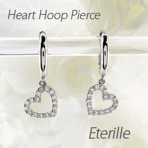 ダイヤモンド ピアス フープ ゴールド 18k ハート 中折レ 揺レル K18の通販は