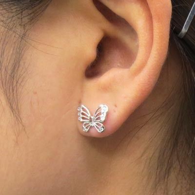 ゴールド ダイヤモンド 0.8ct バタフライ ピアス 送料無料 K18
