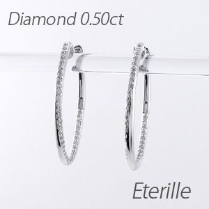 プラチナ900 Carat ダイヤフープピアス プラチナ Pt900 0.3ct ダイヤモンド フープ ピアス 送料無料