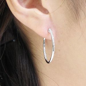 ダイヤモンド ピアス フープ プラチナ 900 中折レ オーバル