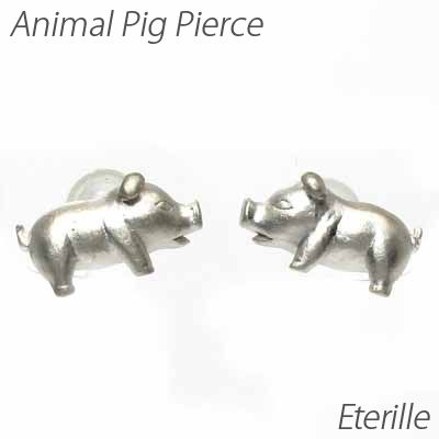 ダイヤモンド ピアス ゴールド 18k ピッグ 豚 ブタ アニマル 地金 無垢 K18の通販は
