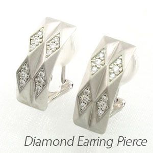 ダイヤモンド イヤリング レディース クリップ ゴールド 18k ピアス ヒシ形 多面 ツヤ消シ 18金 K18の通販は