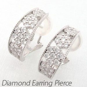 ダイヤモンド イヤリング レディース クリップ ピアス プラチナ 900 フラワー アンティーク ミルの通販は