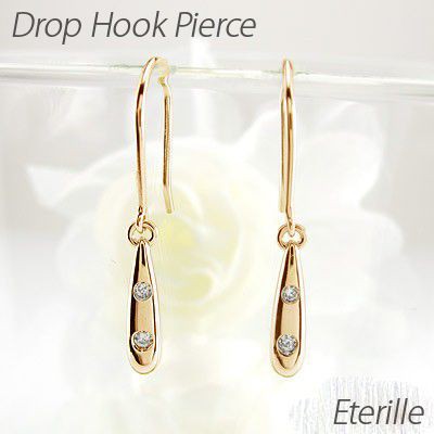 ダイヤモンド ピアス ゴールド 18k ドロップ ツユ 地金 揺レル K18 PGの通販は 23,850円