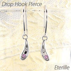 フックピアス プラチナ 900 ダイヤモンド ピンクサァイア