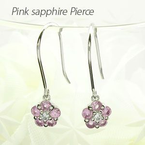 フックピアス ゴールド 18k ダイヤモンド ピンクサファイア フラワー 花 18金の通販は 29,156円