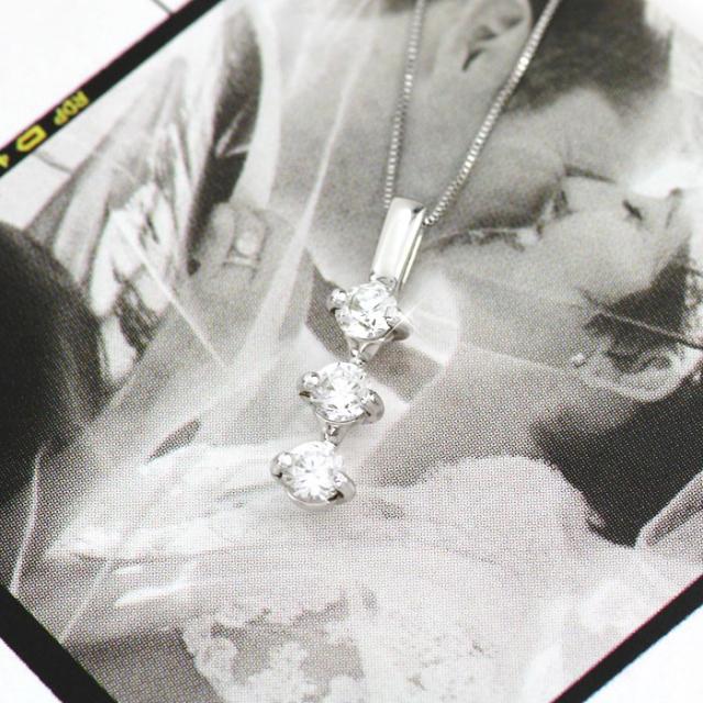 K18WG ダイヤモンド ハートネックレス 0.10ct ティファニー ダイヤモンド 3P ネックレス センチメンタルハート
