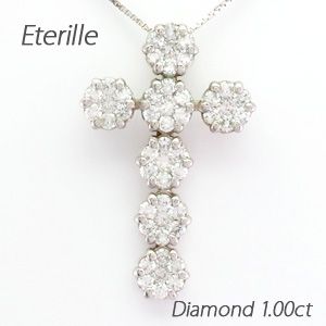 クロス ネックレス レディース ダイヤモンド プラチナ 900 ペンダント 十字架 フラワー 花 ミステリーの通販は 100,705円