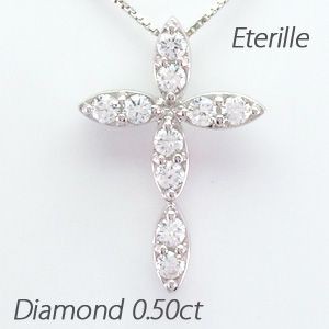 クロス ネックレス レディース ダイヤモンド ゴールド 18k ペンダント 十字架 マーキス 18金の通販は