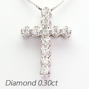 クロス ネックレス レディース ダイヤモンド ゴールド 18k ペンダント 十字架 18金 K18の通販は
