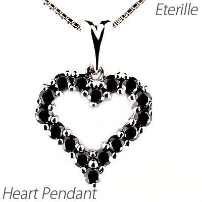K18WG ブラックダイヤモンド ハート ネックレス ベネチアン 約45cm
