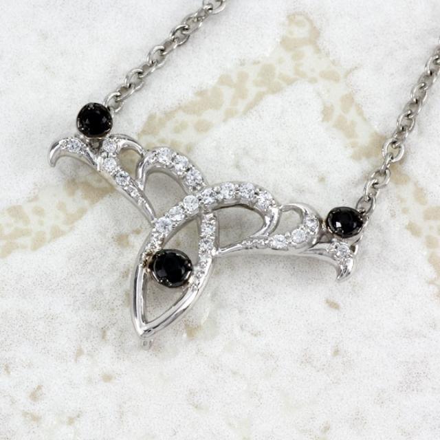 ブラックダイヤモンド ネックレス ゴールド 18k ペンダント アンティーク ブラックダイヤ 透カシ ミルの通販は