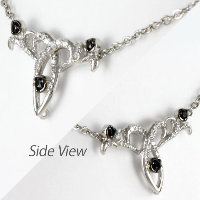 ブラックダイヤモンド ネックレス ゴールド 18k ペンダント アンティーク ブラックダイヤ 透カシ ミルの通販は