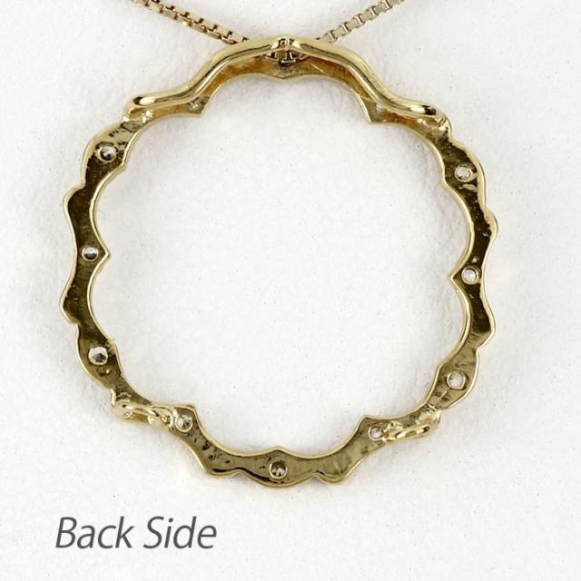 ネックレス ダイヤモンド ゴールド 18k ペンダント アンティーク ミル打チ サークル 18金の通販は