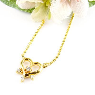 ハート ネックレス ダイヤモンド ゴールド 18k ペンダントハートモチーフの通販は 15,052円