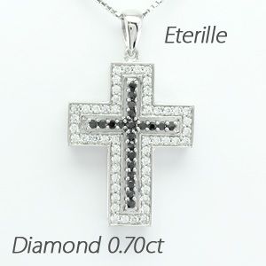 クロス ネックレス レディース ダイヤモンド ゴールド 18k ペンダント 十字架 ブラック18金の通販は 80,080円