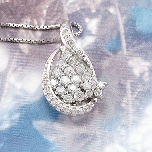 ネックレス ダイヤモンド ゴールド 18k ペンダント パヴェ フラワー 花 ドロップ 涙型 18金の通販は