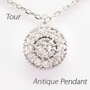 ダイヤモンド ネックレス レディース ゴールド 18k ペンダント アンティーク ミル 18金 K18の通販は