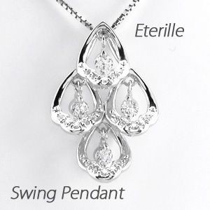 ネックレス ダイヤモンド ゴールド 18k ペンダント シズク 雫 揺レル K18