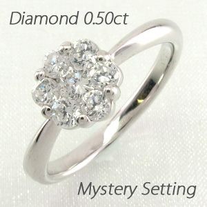 リング 指輪 レディース ダイヤモンド フラワー プラチナ 900 0.50ct