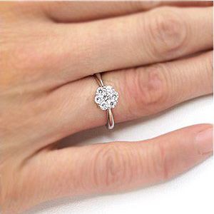 リング 指輪 レディース ダイヤモンド フラワー プラチナ 900 0.50ct
