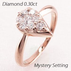 ダイヤモンド リング 指輪 ゴールド 18k ドロップ ツユ 18金 K18 PG