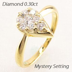 ダイヤモンド リング 指輪 ゴールド 18k ドロップ ツユ 18金 K18 YG